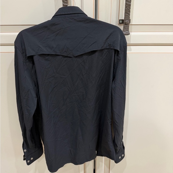 Poncho Western Solid Button Up Shirt M Slim Fit - Picture 5 of 6